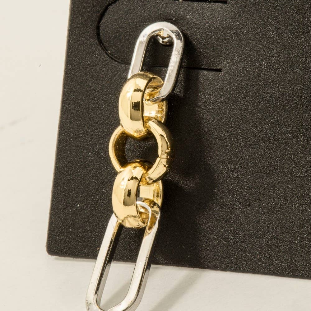 Gold Dipped Two Tone Chain Dangle Earrings