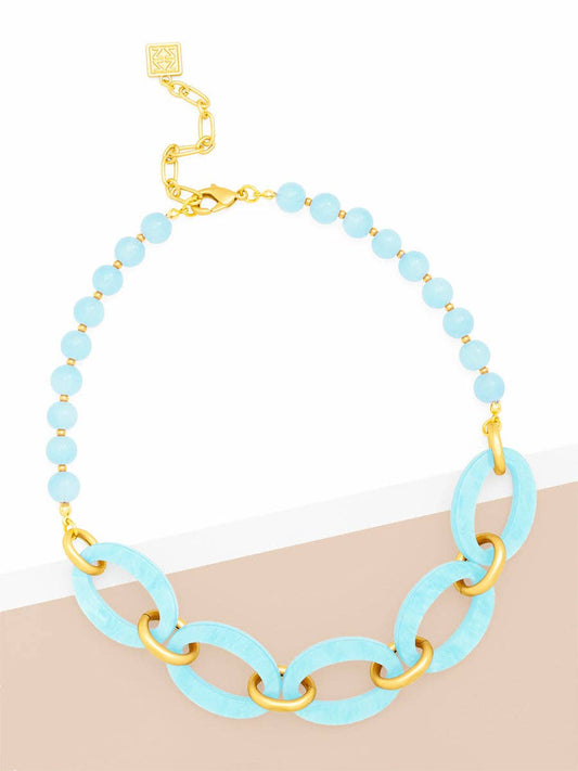 Resin Glassbead Oval Link Collar Necklace
