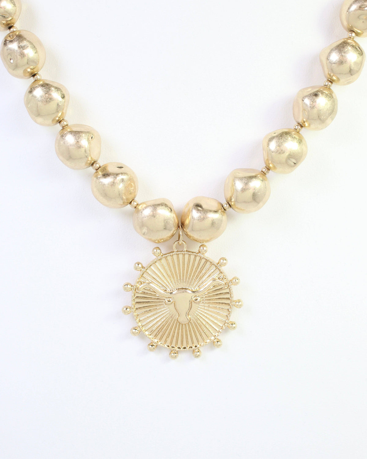 Carmen Beaded Coin Necklace-Longhorn Worn Gold