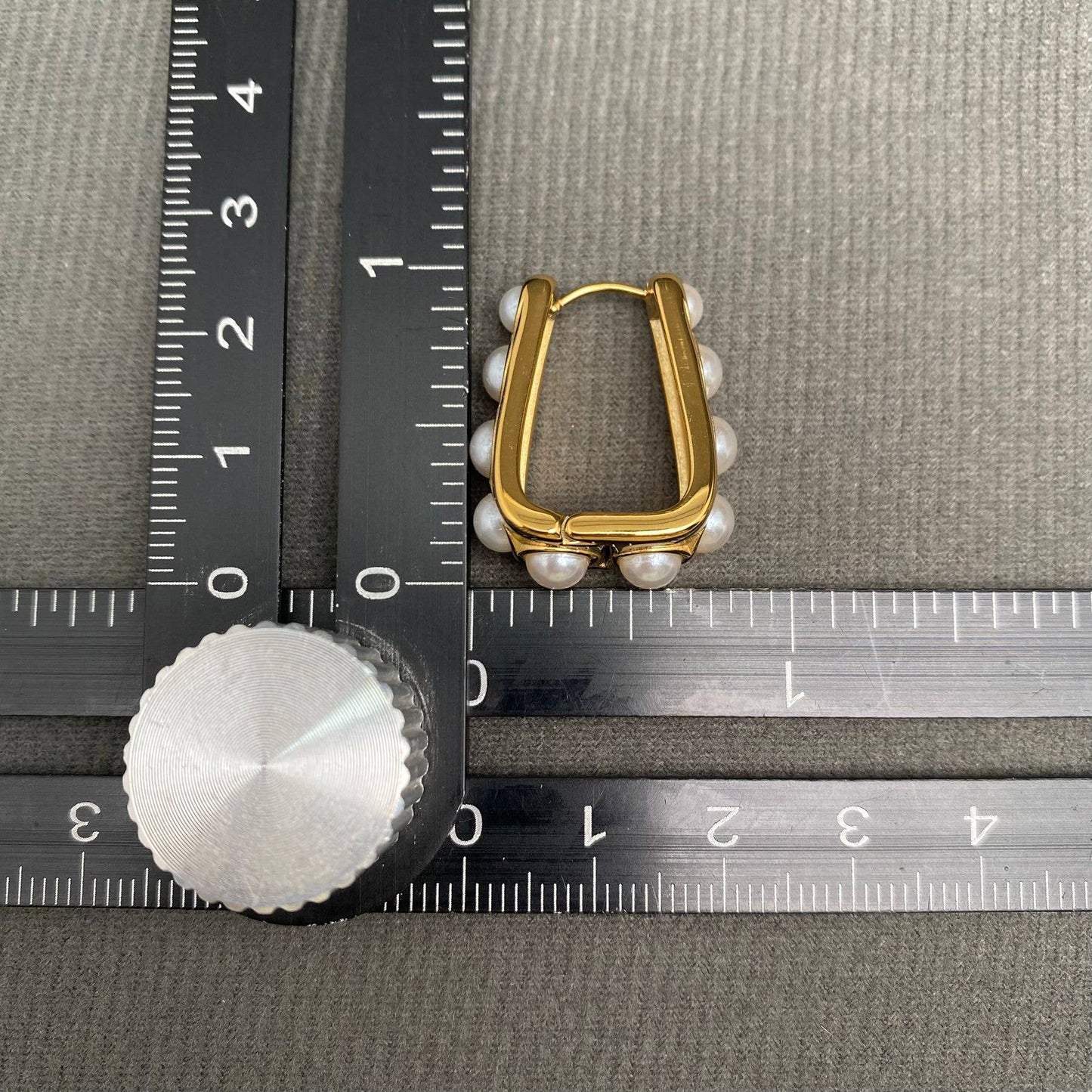 Pearl Inlaid 18K Gold Plated S.Steel Huggie Earrings