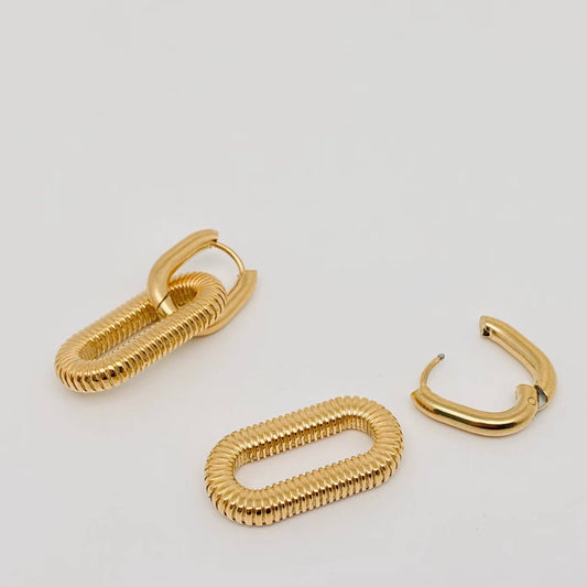 Gold-plated Stainless Steel Double-ring Clasp Earrings