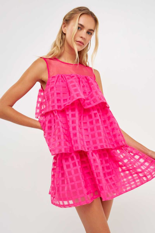 Vestido de organza rosa intenso Molly