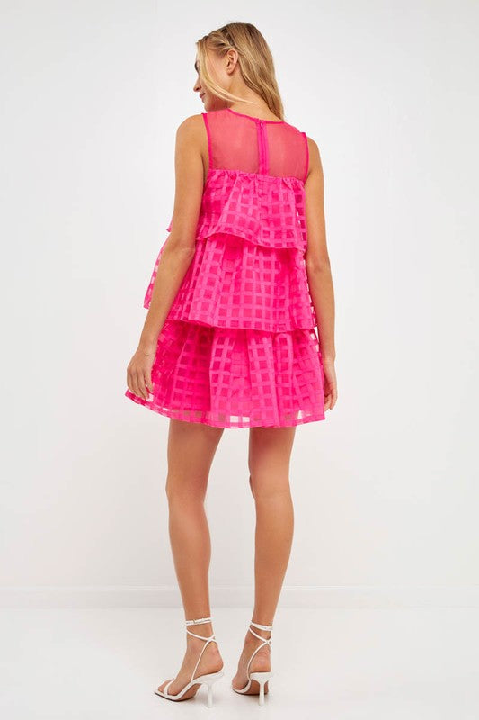 Vestido de organza rosa intenso Molly