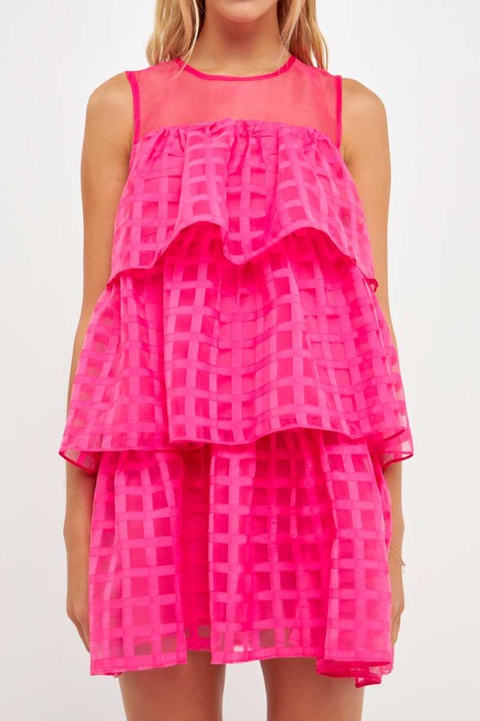 Vestido de organza rosa intenso Molly