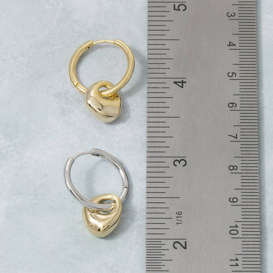Huggie Earrings With Dangling Teardrop Charm
