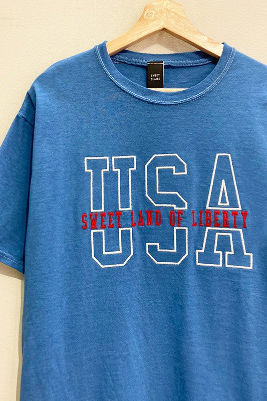 Embroidered USA Tee
