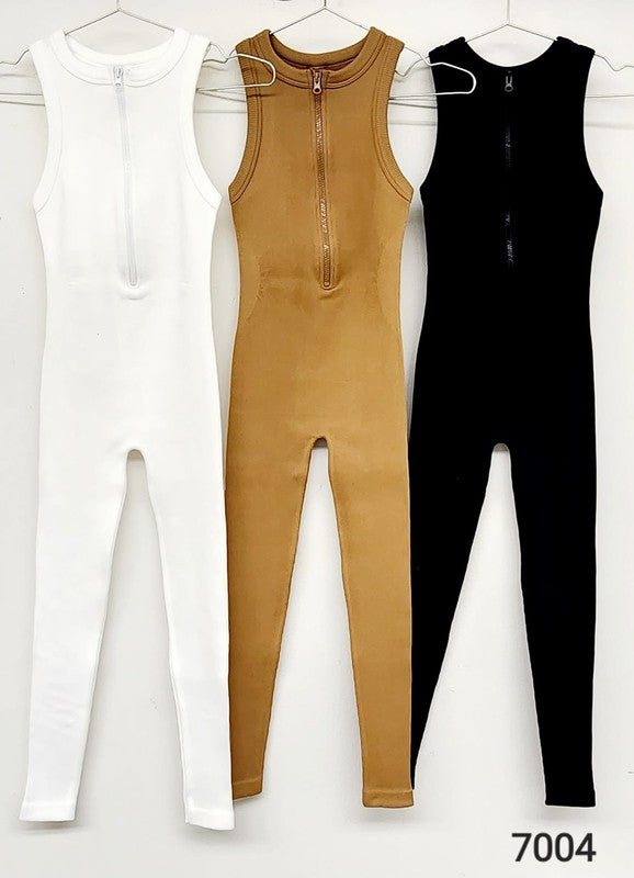 Zip Tank Ribbed Jumpsuit