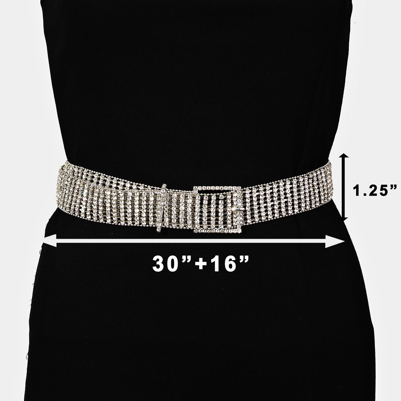 Silver Rhinestone Chain Belt