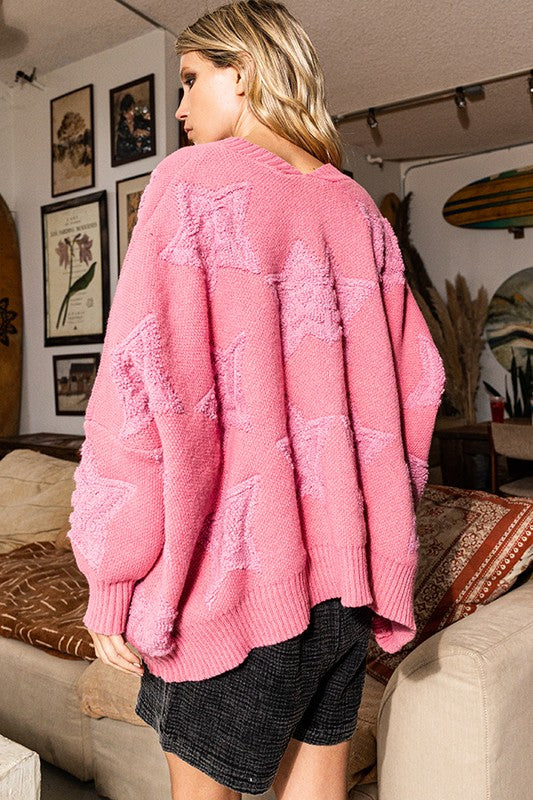 Pink Chunky Star Cardigan