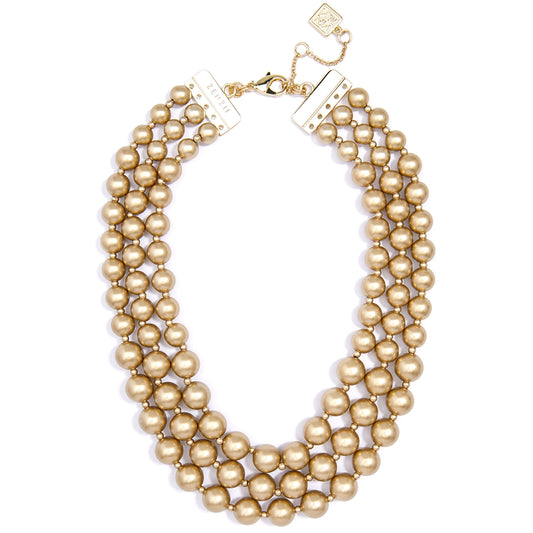 Collar de cuentas gruesas de oro mate
