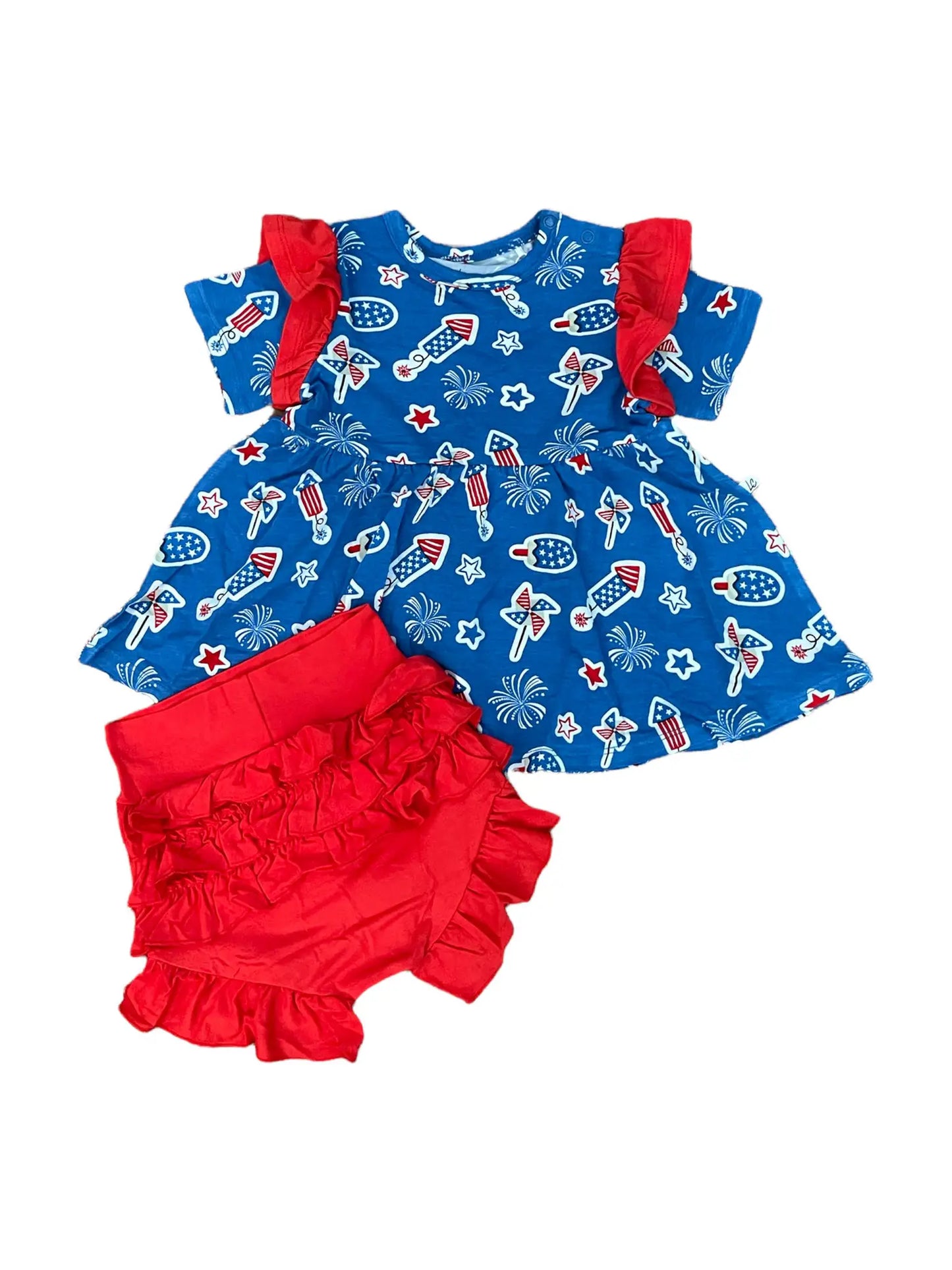 Conjunto patriótico de peplum y bummie de bambú