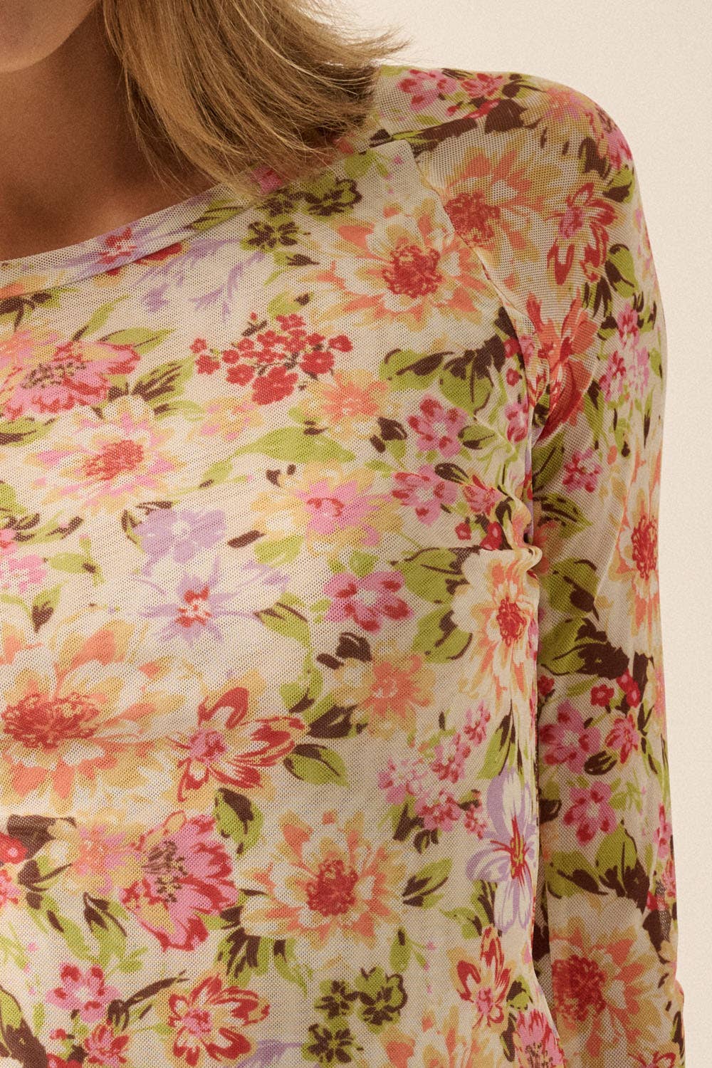 Tricia Floral Mesh Top