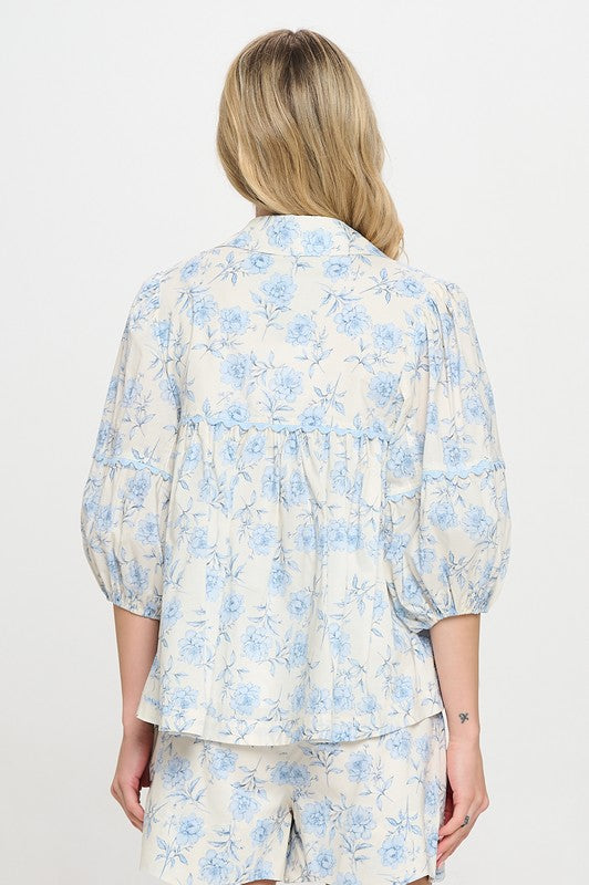 Azure Floral Top