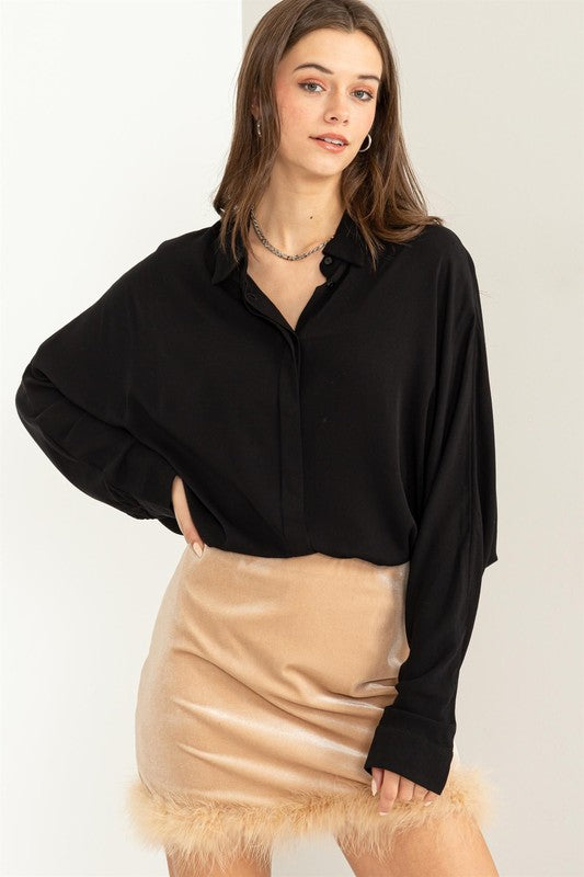Black Always Chic & Simple Oversized Shirt