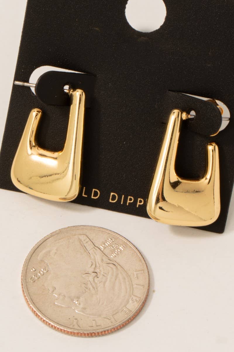 Gold Dipped Flat Rectangle Latch Hoop Earrings