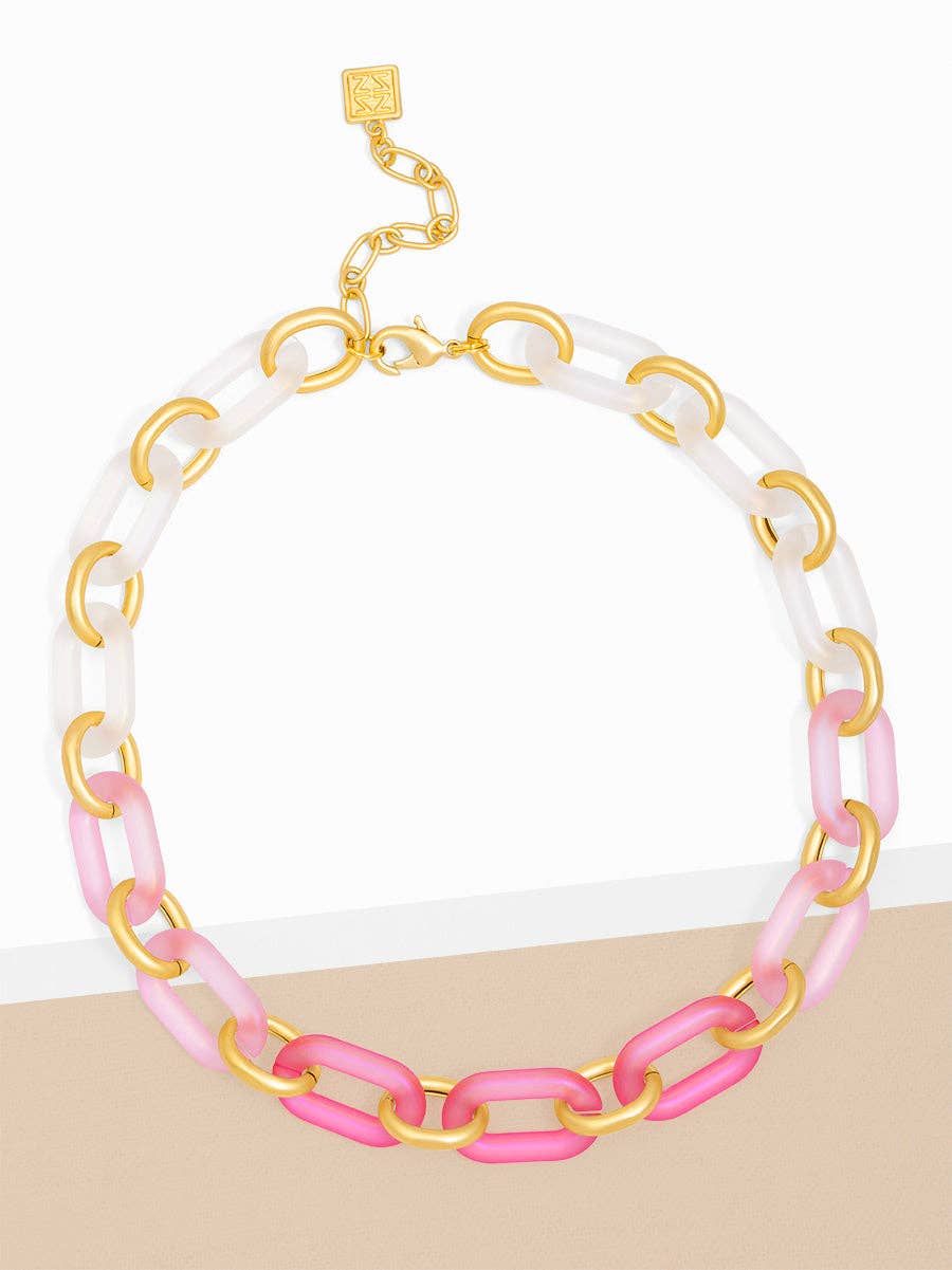 Multi-Color Resin Oval Links Collar Necklaces