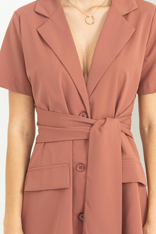 Definite Diva Tie Front Blazer Dress