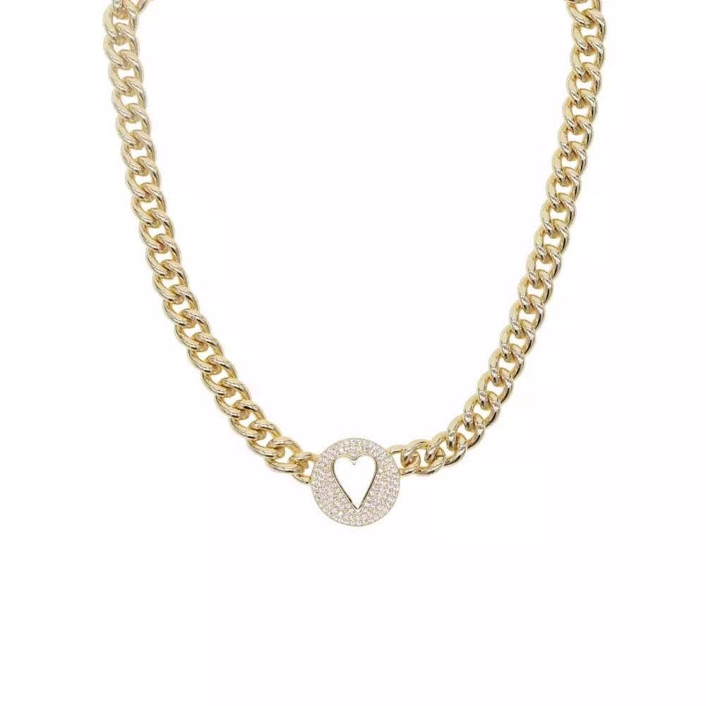 Pave Heart Chain