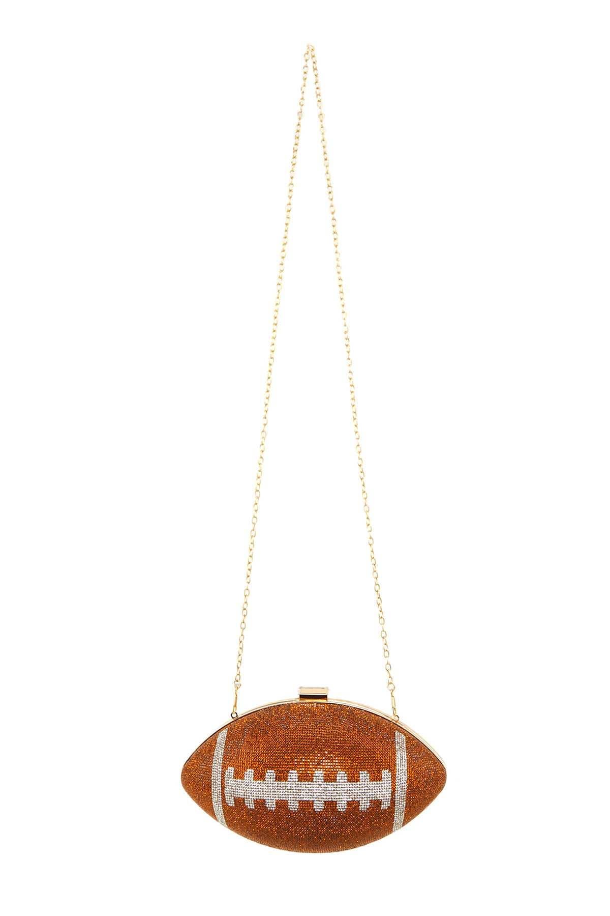 FULL RHINESTONE FOOTBALL CLUTCH