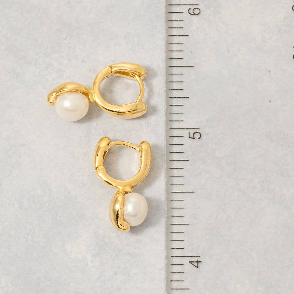 Mini Pearl Drop Huggie Earrings