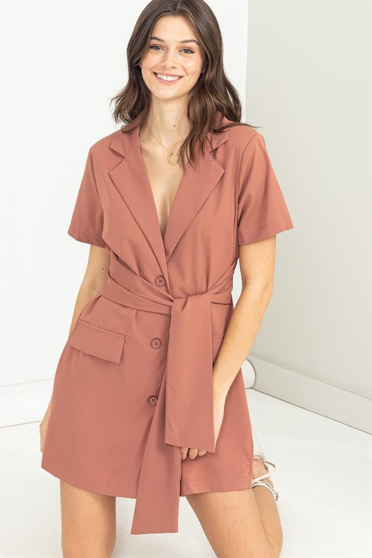 Definite Diva Tie Front Blazer Dress