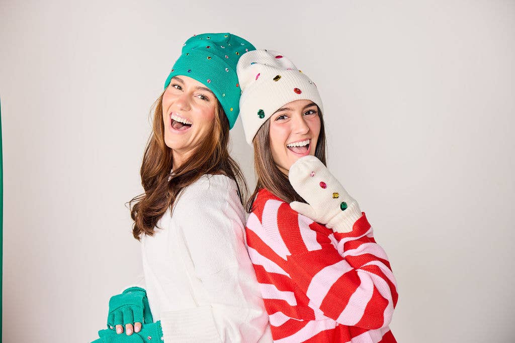 Decked in Emerald Beanie and Mittens Set