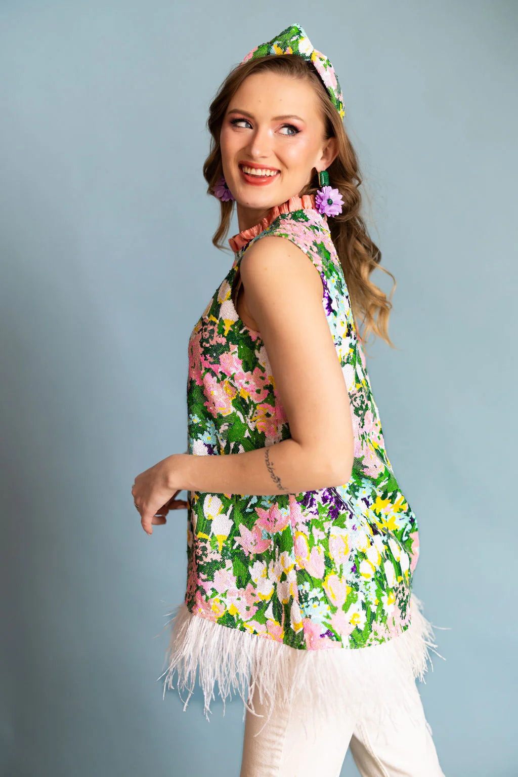 Sparkling Blossoms Feather Tunic