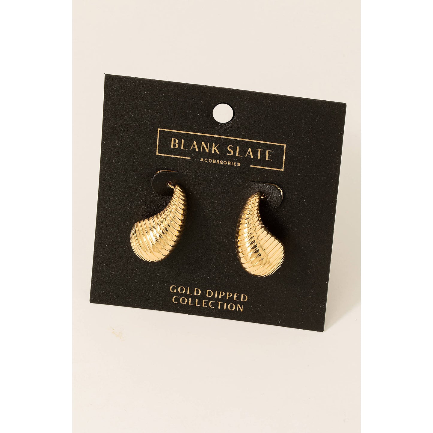 Gold Dipped Ribbed Teardrop Earrings