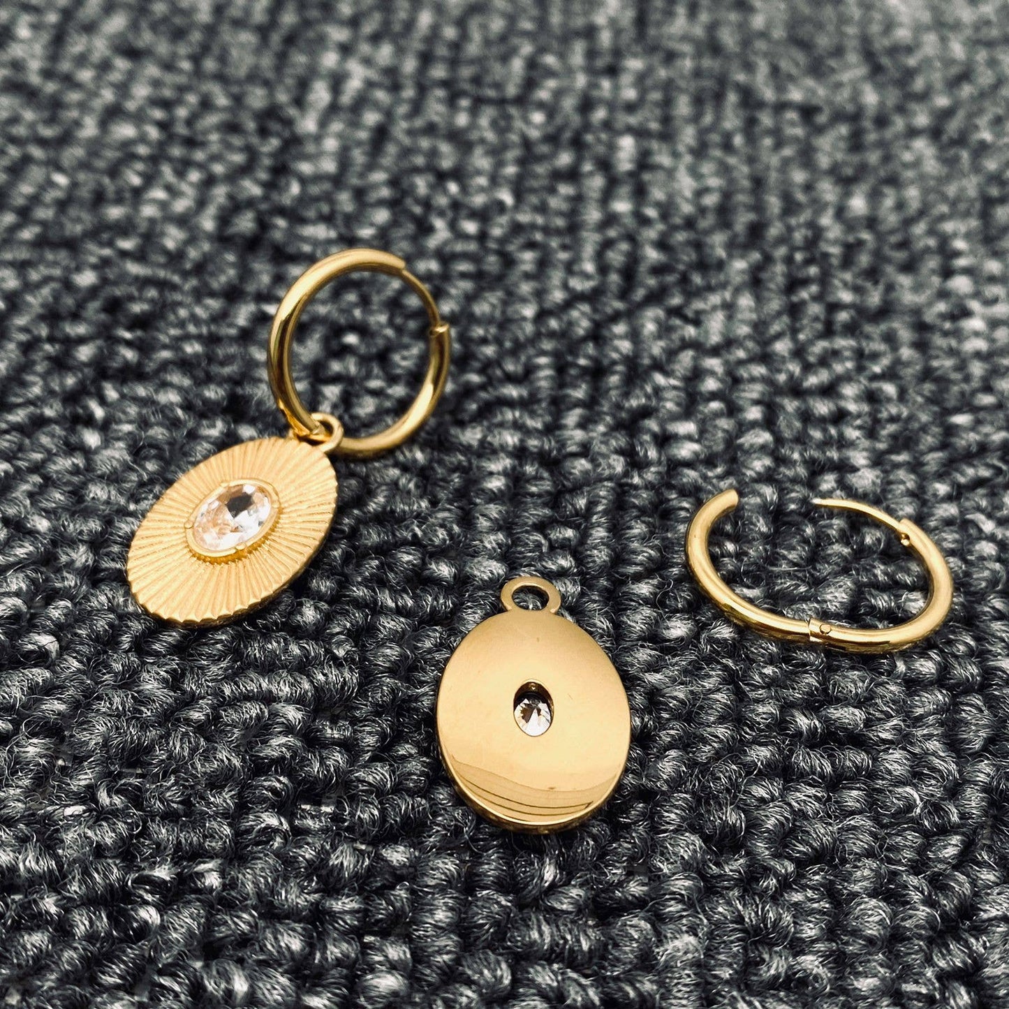 18K Gold Plated Oval Huggie Earrings