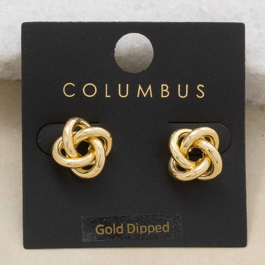 Gold Dipped Knotted Stud Earrings