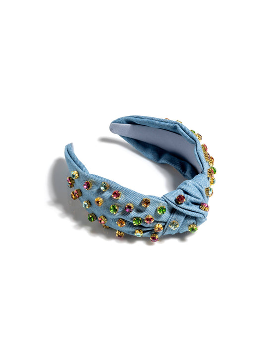 Embellished Denim Knotted Headband