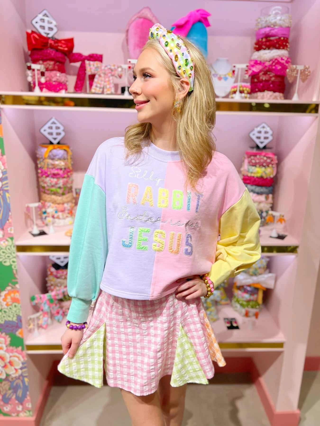 Easter is for Jesus Cropped Color Block Sweatshirt