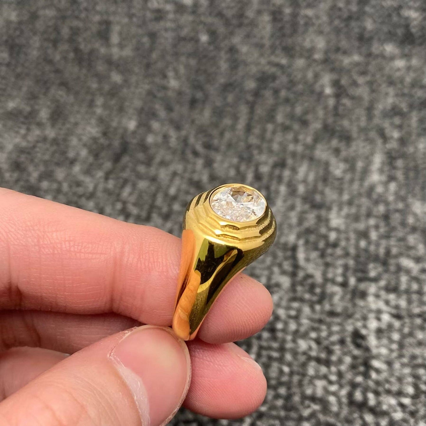 Oval 18K Gold Plated Stainless Steel Ring