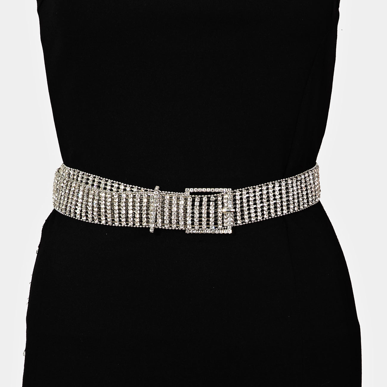 Silver Rhinestone Chain Belt