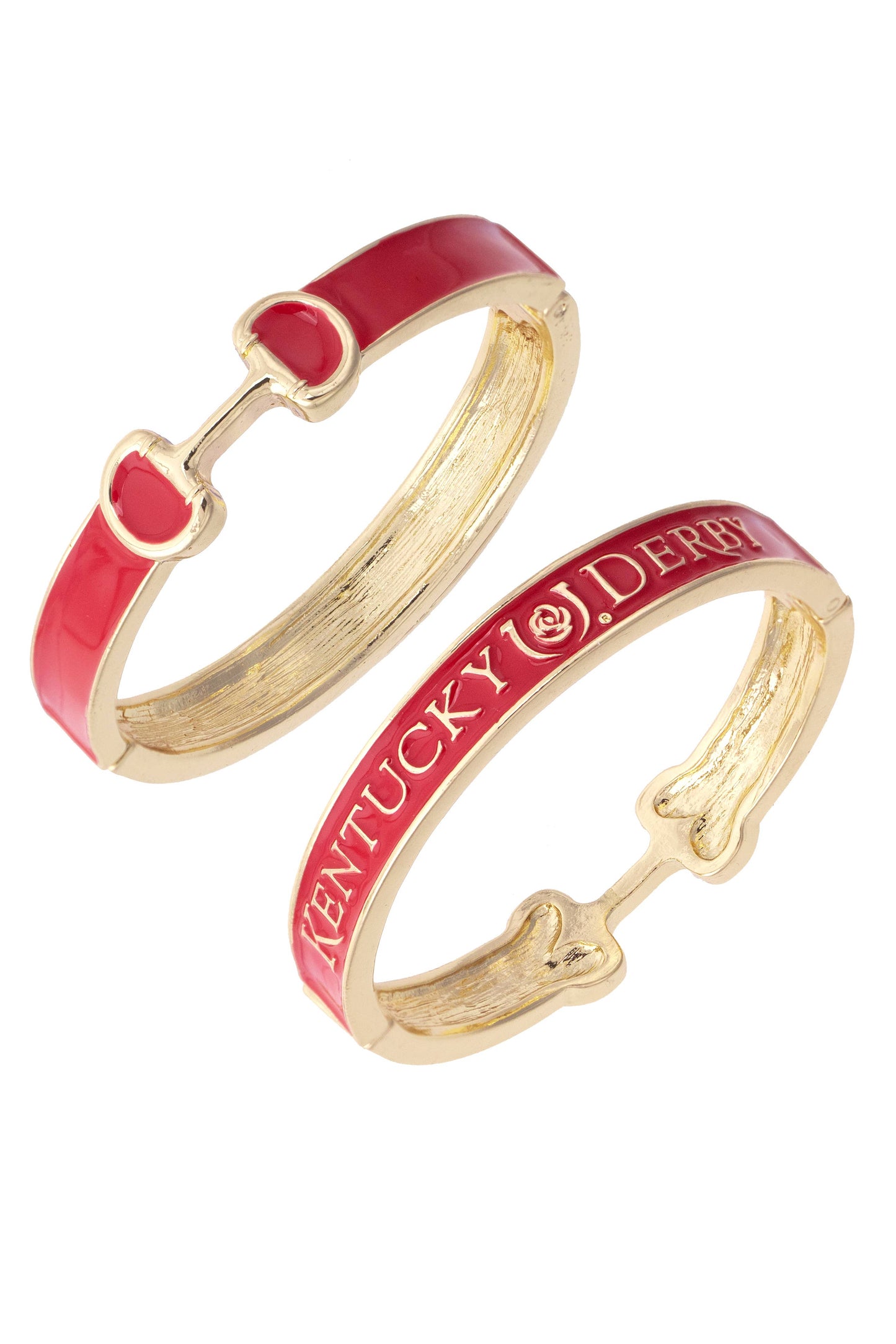 Kentucky Derby Enamel Horsebit Hinge Bangle in Red