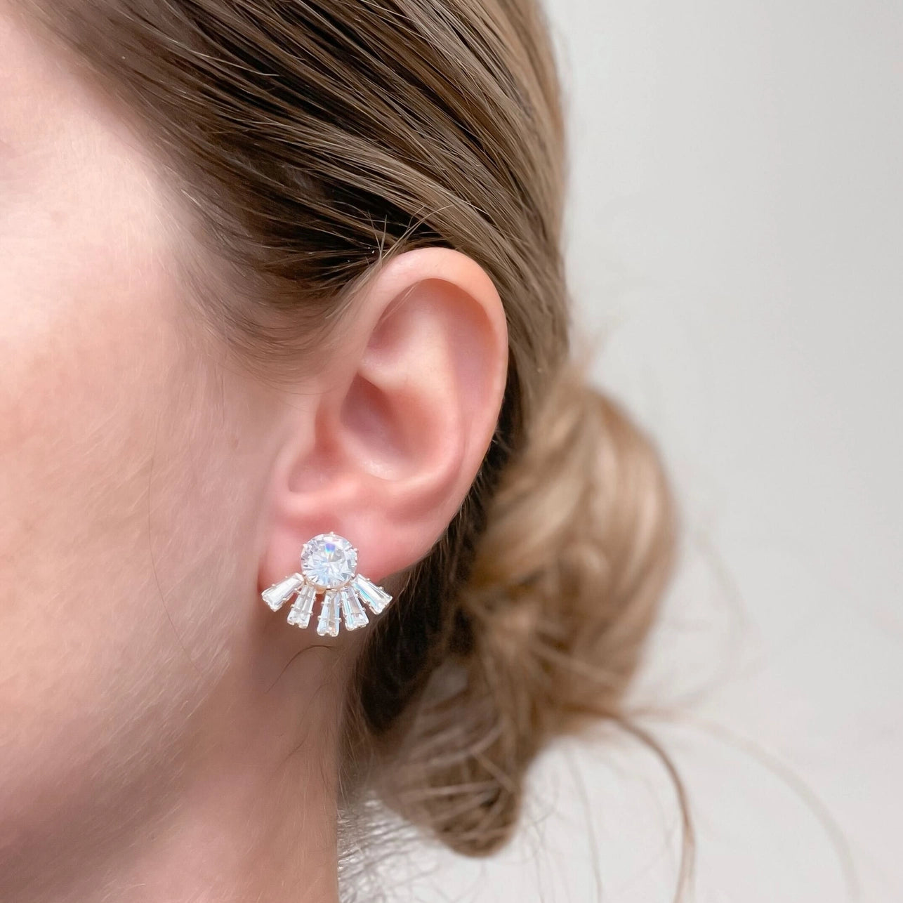 Rhinestone Half Circle Studs