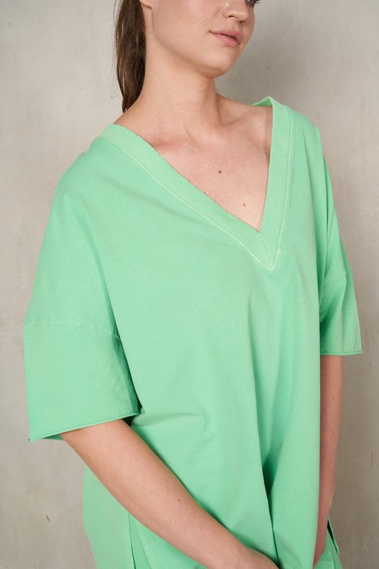 Lime V-Neck Boxy Tee