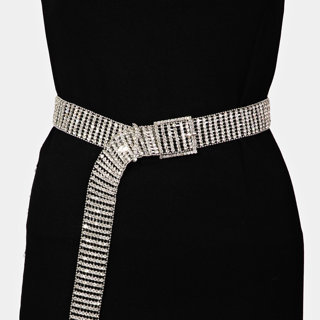 Silver Rhinestone Chain Belt