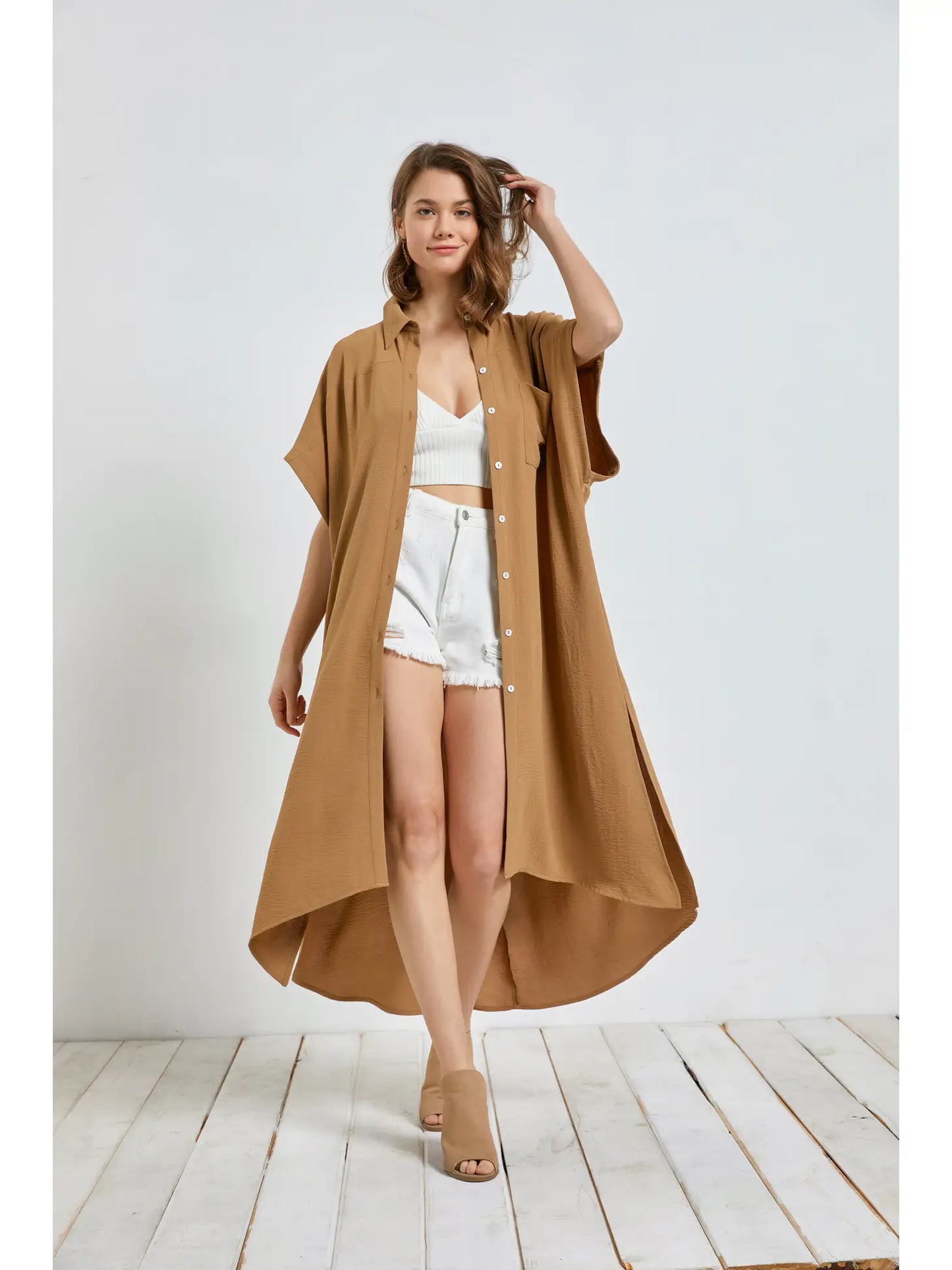Ready in a Snap High Low Shirt Dress