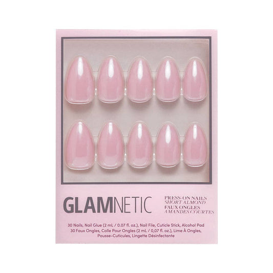 First Kiss Press-On Nails | Short Almond Pink Chrome Finish