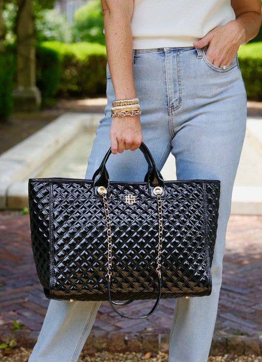 Melissa Tote Bag Black Patent Square