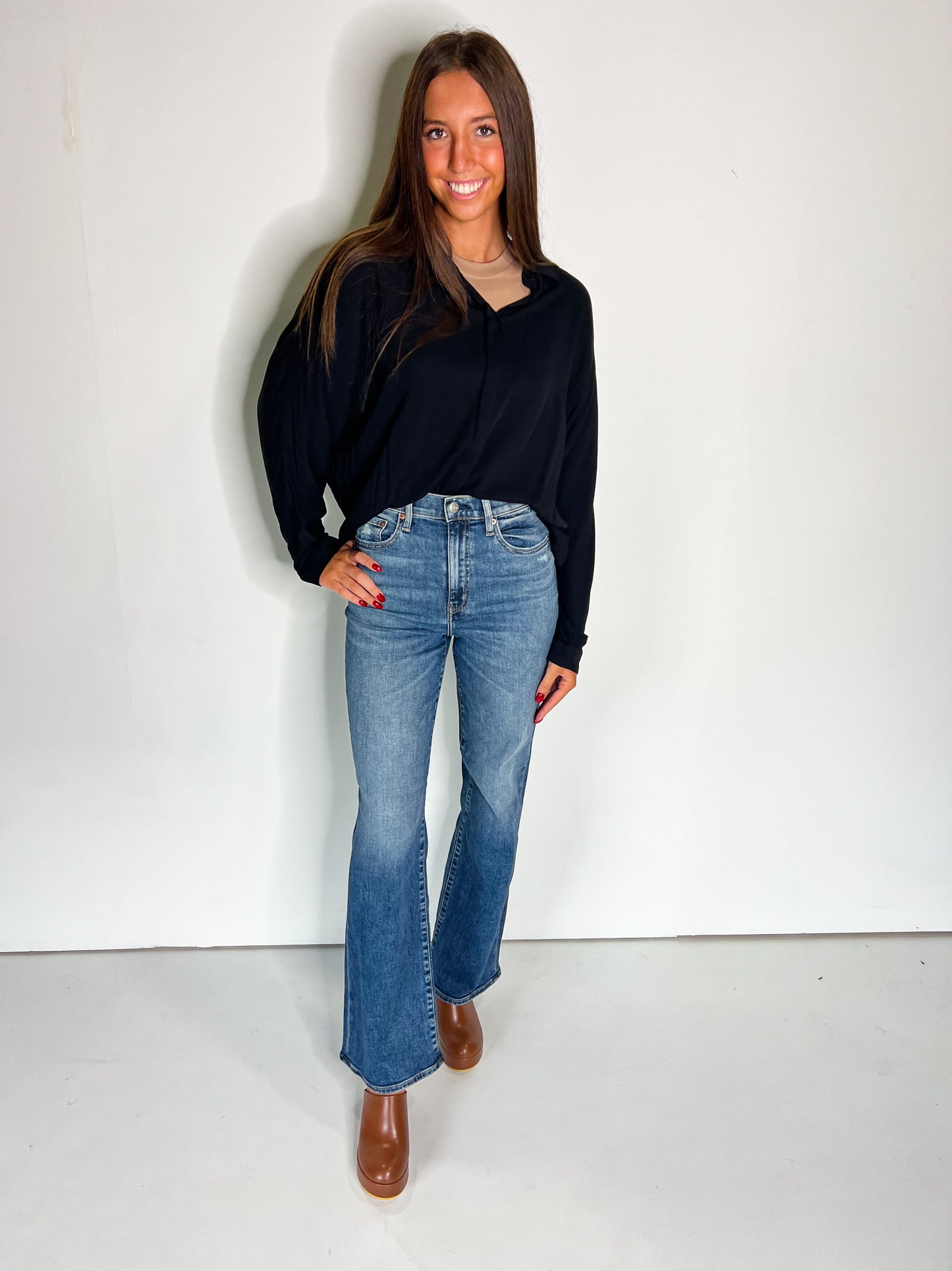 Black Always Chic & Simple Oversized Shirt