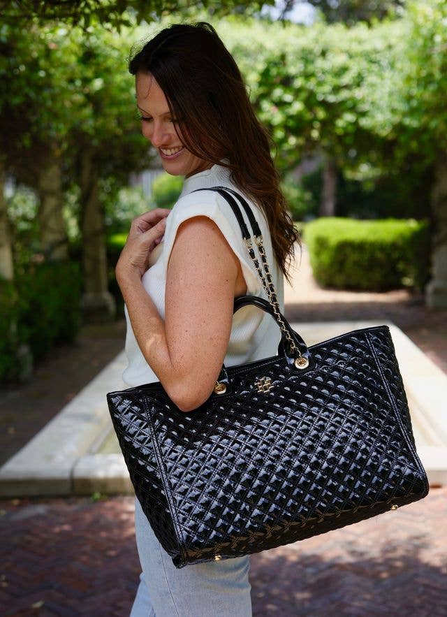 Melissa Tote Bag Black Patent Square
