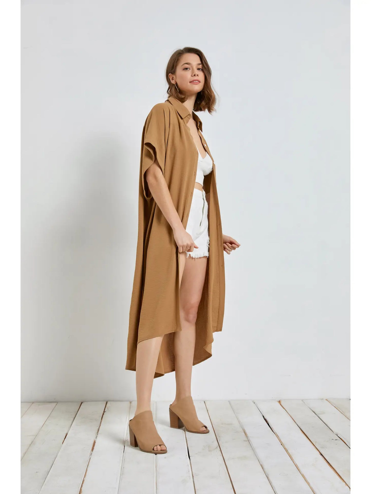 Ready in a Snap High Low Shirt Dress