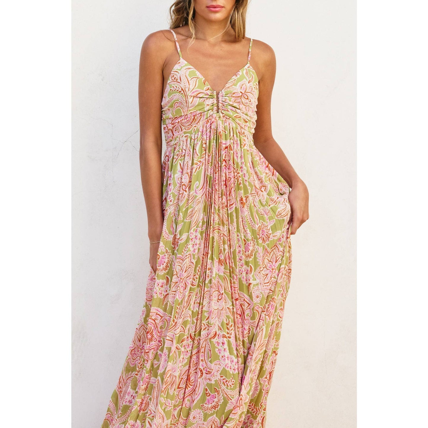 Lilly Bloom Pleated Maxi Dres