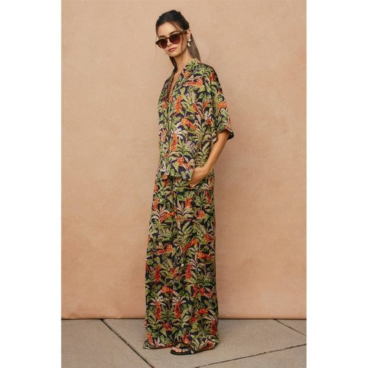 Palm Breeze Looped Belt Pants