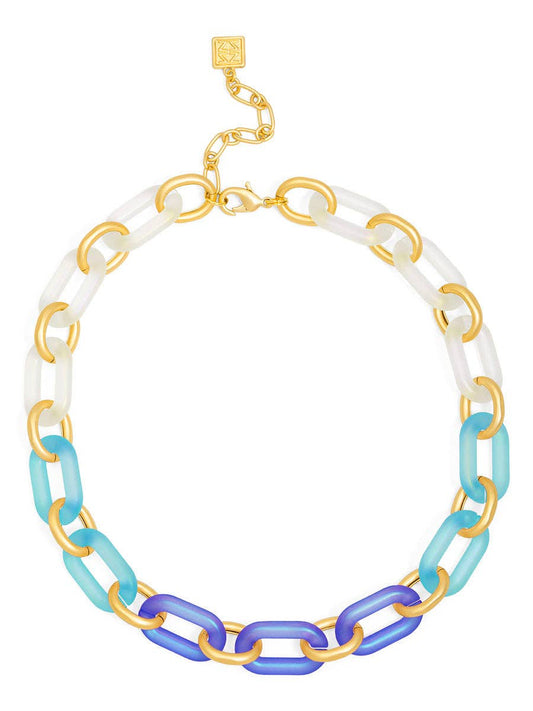 Multi-Color Resin Oval Links Collar Necklaces