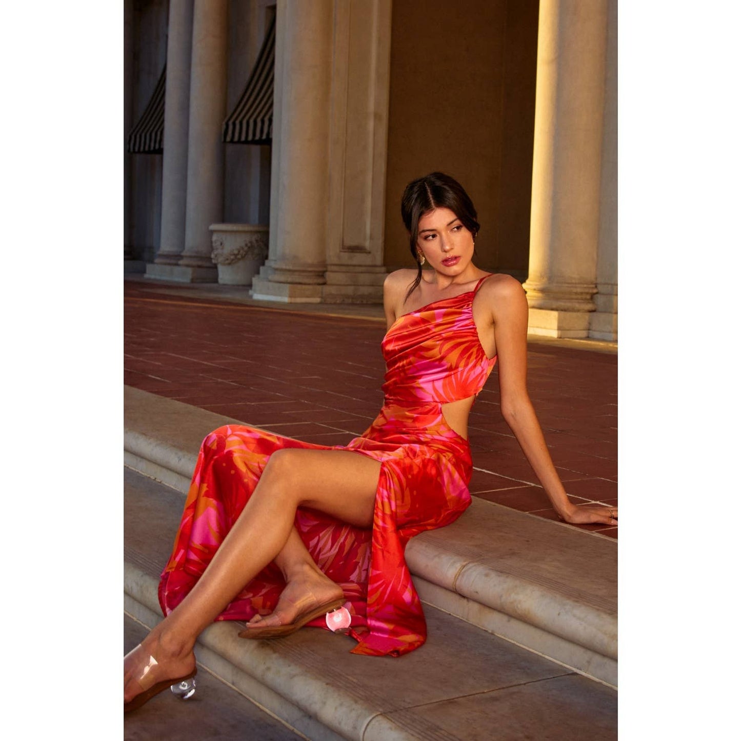 Sunset Lover One Shoulder Ruched Maxi Dress