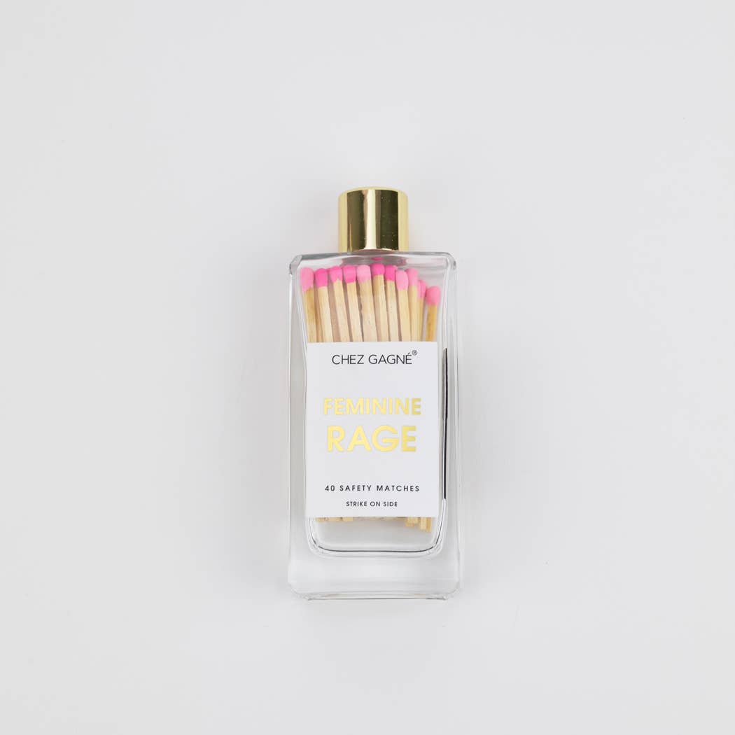 Feminine Rage - Glass Bottle Matches, Pink Multi, Funny Gift