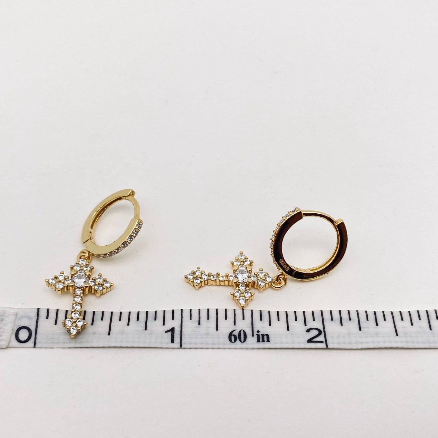 Mini Cross Pendant Huggie Earrings